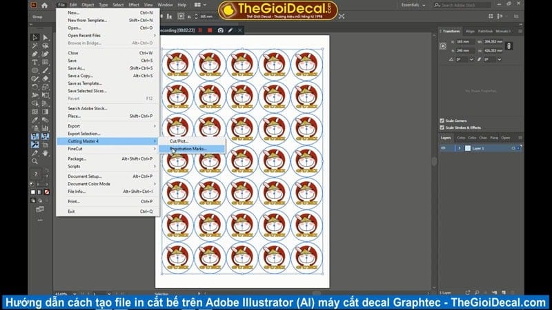 Hướng dẫn cách tạo file cắt bế decal trên Adobe Illustrator (AI) máy cắt Graphtec
