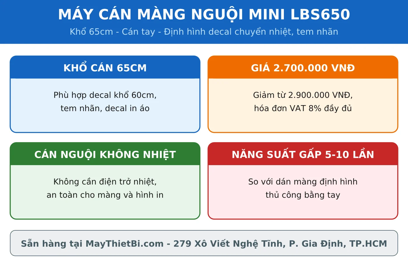 Máy cán màng nguội mini LBS650 khổ 65cm tổng quan